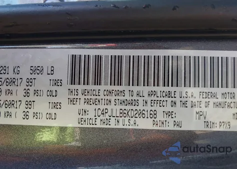 2019 Jeep Cherokee Latitude Plus Fwd from USA, damaged, VIN 1C4PJLLB6KD206168
